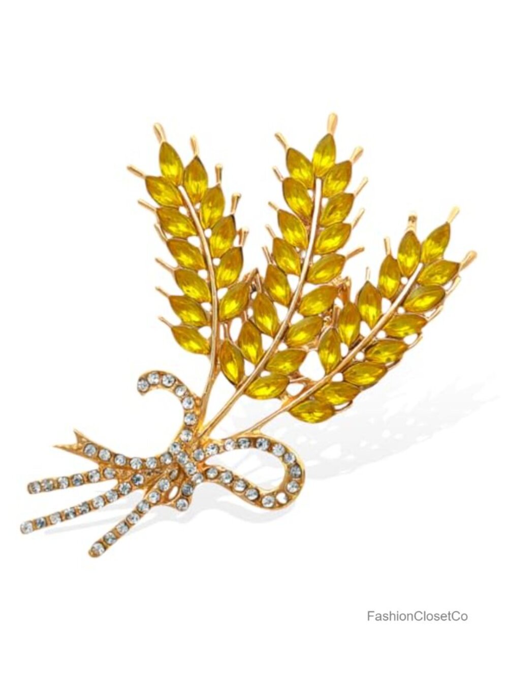 Wheat Sheaf Brooch Alloy Cubic Zirconia Pin for Women